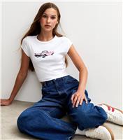 Girls' White Retro Car Print T-Shirt New Look