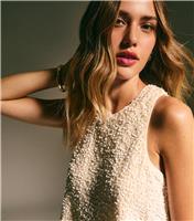 Women's Cream Sequin Sleeveless Top New Look