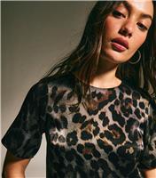 Women's Black Animal Print Glittery Short Sleeve Top New Look