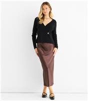 Women's Black Compact Knit Wrap Cardigan Gini London New Look