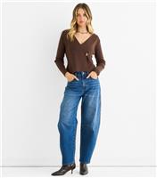 Women's Brown Compact Knit Wrap Cardigan Gini London New Look