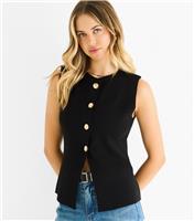 Women's Black Button Front Top Gini London New Look
