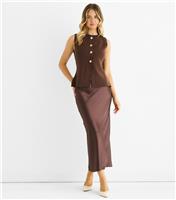 Women's Brown Button Front Top Gini London New Look