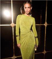 Women's Light Khaki Side Knot Ruched Long Sleeve Midi Dress New Look