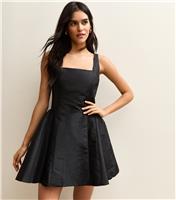 Women's Black Bow Back Taffeta Mini Dress New Look