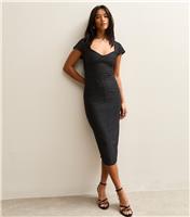 Women's Petite Black Bandage Midi Dress New Look