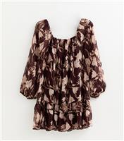 Women's Purple Floral Smock Mini Dress New Look