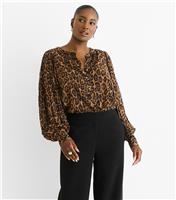 Women's Brown Leopard Print Chiffon Blouse Gini London New Look