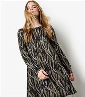 Women's Khaki Zebra Print Swing Dress Apricot New Look