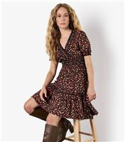 Women's Black Floral Ditsy Smock Dress Apricot New Look