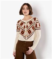 Women's Crochet Boxy Cardigan Apricot New Look