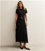 Women's Black Chiffon Pleated Midi Skirt New Look