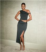 Women's Black Knotted Front Split Midi Skirt New Look