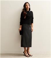 Women's Petite Black Faux Leather Pencil Skirt New Look