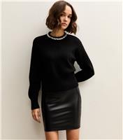 Women's Black Faux Leather Mini Tube Skirt New Look