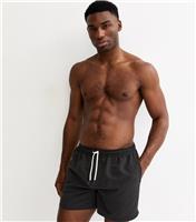 Men's Black Regular Drawstring Swim Shorts New Look