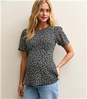 Women's Maternity Black Jersey Ditsy Print Half Moon Top New Look
