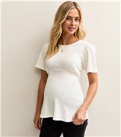 Women's Maternity White Textured Jersey Half Moon Top New Look