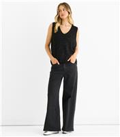 Women's Black Sparkle Knit Vest Gini London New Look