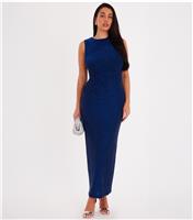 Women's Dark Blue Glitter Ruched Midaxi Dress Quiz New Look
