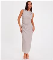 Women's Champagne Diamante Ruched Maxi Dress Quiz New Look