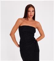 Women's Black Strapless Diamante Top Quiz New Look