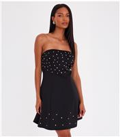 Women's Black Bandeau Mini Dress Quiz New Look