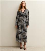 Women's Black Spot Pattern Long Sleeve Midi Dress New Look