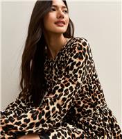 Women's Brown Animal Print Belted Mini Dress New Look