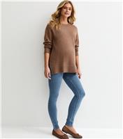 Women's Maternity Blue Wash Over Bump Lift & Shape Jeggings New Look