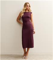 Women's Dark Burgundy Side Cutout Diamante Chain Midi Dress New Look