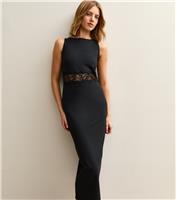 Women's Black Lace Insert Sleeveless Midi Dress New Look