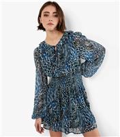 Women's Green Feather Print Chiffon Mini Dress Apricot New Look