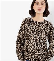 Women's Brown Leopard Print Fine Knit Jumper Apricot New Look