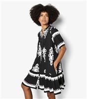Women's Black Baroque Print Mini Shirt Dress Apricot New Look
