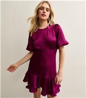 Women's Pink Feather Effect Jacquard Satin Mini Dress New Look