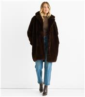 Women's Brown Faux Fur Longline Coat Gini London New Look