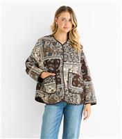 Women's Brown Tile Pattern Lightweight Jacket Gini London New Look