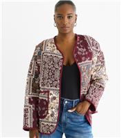 Women's Burgundy Tile Pattern Lightweight Jacket Gini London New Look