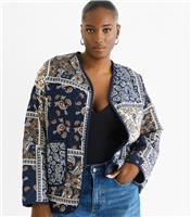 Women's Tile Blue Pattern Lightweight Jacket Gini London New Look