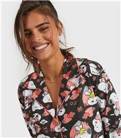 Women's Black Peanuts Snoopy Shirt and Trousers Pyjama Set Skinnydip New Look
