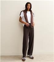 Women's Dark Brown Premium Barrel Leg Joggers New Look