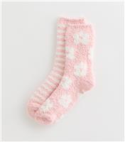 Girls' Pink Textured Polka Dot Stripe Cosy Ankle Socks New Look