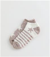 Girls' Mink Star and Stripe Patterned Trainer Cosy Socks New Look