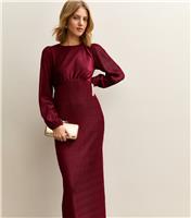 Women's Dark Burgundy Plisse Midi Dress New Look