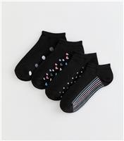 Pack of 4 Black Patterned Sole Trainer Socks New Look