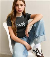 Girls' Dark Frey Cali Camouflage Star Appliqu Ringer T-Shirt New Look