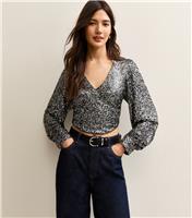 Women's Gunmetal Sequinned Soft Touch Long Sleeve Top New Look