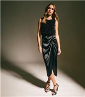 Women's Black Sequin 2 in 1 Midi Dress New Look