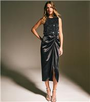 Women's Black and Silver Sequin 2 in 1 Midi Dress New Look